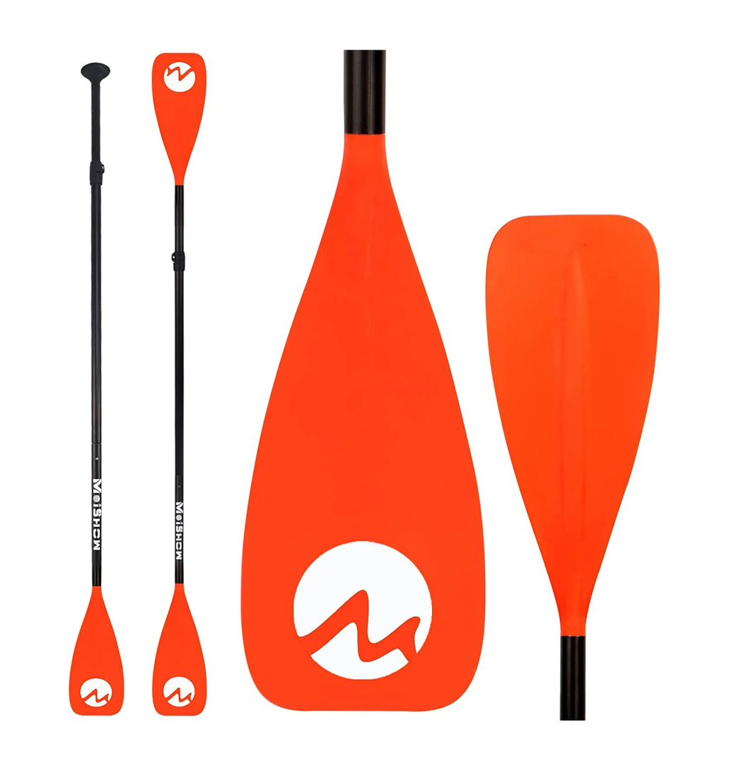 Abahub 1 x 4 Section Carbon SUP Paddle/Kayak Oar, Adjustable Stand up Paddleboard Paddles, Lightweight Carbon Shaft Black/Blue/Green/Gray/Orange/Red Plastic Blade
