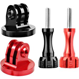 Alumium Tripod Mount Adapter, Gopro Threaded Adapter,Action Camera Tripod Adapter Compatible with GoPro Max, GoPro Hero, DJI Osmo Action Camera Two Groups (Red, Black)