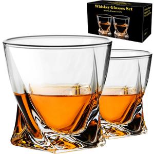 PARACITY Whiskey Glasses Set of 2, Old Fashioned Cocktail Glass, 10 OZ Whiskey Glasses, Bourbon Glasses, Rocks Glasses for Scotch, Liquor, Bourbon, Whiskey Gifts for Men, Husband, Boyfriend