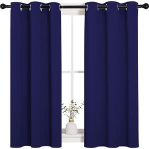 NICETOWN Halloween Pitch Black Solid Thermal Insulated Grommet Blackout Curtains/Drapes for Bedroom Window (2 Panels, 42 inches Wide by 63 inches Long, Navy Blue)