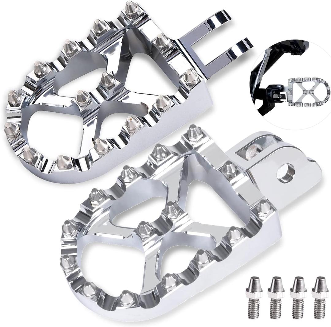 Goldfire M8 Softail Lowrider Foot Pegs For Harley Softail Slim/Lower Rider/Street Bob/Fat Bob/Sport Glide 2018-2023, Motorcycle MX Style Footpegs Footrest Pedal for Harley (Chrome)