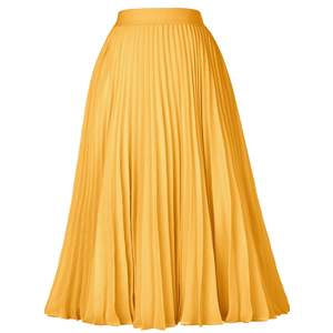GRACE KARIN Women High Elastic Waist Pleated Chiffon Skirt Midi Swing A-line Skirts S
