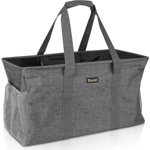BALEINE Extra Large Utility Tote Bag with Wire Frame for Storage (Gray, 22''x12''x10'')