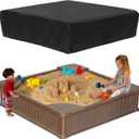 NEVERLAND Waterproof Sandboxes Cover, Square Heavy Duty Outdoor Sand Box Cover, UV Resistant and Dustproof, Suitable for Protecting Children's Sandbox and Toys (Black, 49" X 49" X 8")