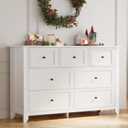 IDEALHOUSE 7 Chest of Drawers Dresser, Modern Wood Storage Organizer Cabinet with Drawers for Bedroom, Living Room, Entryway, White