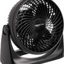Basics Air Circulator Desk Fan for Bedroom, Home and Office, 90-Degree Tilt Head, 3 Speed Settings, Cooling, 35 Watts, Black, 11.1"W x 6.3"D x 10.9"H