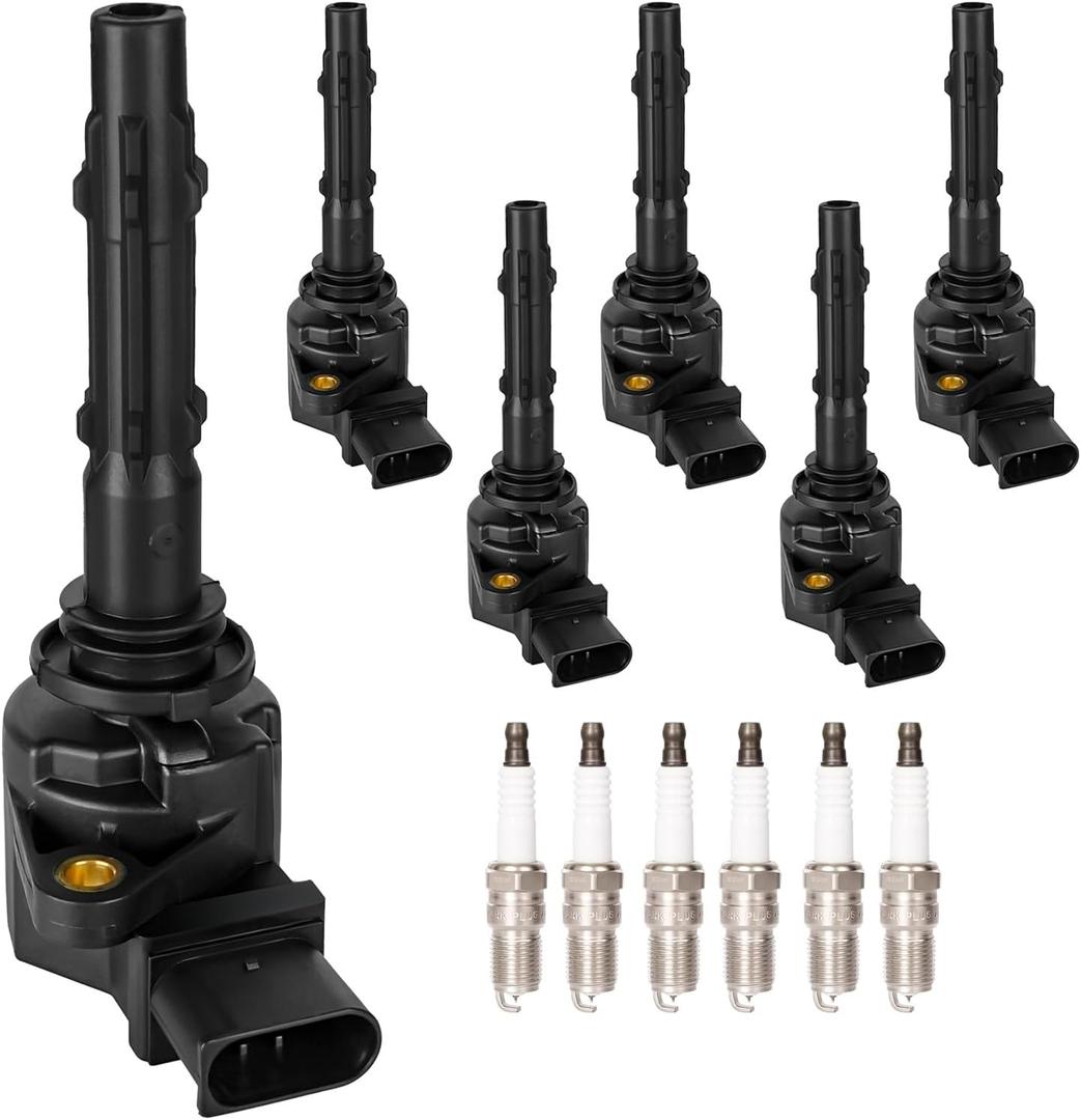 Set of 6 Ignition Coil Pack Spark Plugs Fits for 2006 2007 2008 2009 2010 2011 2012 Mercedes Benz E350 ML350 R350 C230 C280 C300 C350 GLK350 SLK350 CLK350 3.5 V6 Ignition Coils Spark Plugs UF535