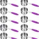 Nitial 10 Pieces 1/4 Cup Measuring Cup Bulk Stainless Steel Measuring Scoop Small Coffee Scoop with Silicone Handle Kitchen Gadgets for Cooking (Purple)