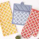 DII Lattice Basics Collection Kitchen Essentials, Oven Mitt & Potholder Set, Vintage Red, 2, Piece