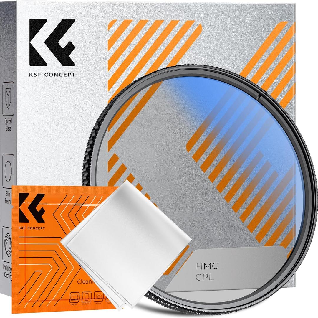 K&F Concept 67mm Circular Polarizer Filter Ultra-Slim 18 Multi-Coated Optical Glass Circular Polarizing Filter for Camera Lenses with Cleaning Cloth (K Series)