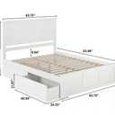 Afigurnishings Solid Wood White Bed Frame Queens Size