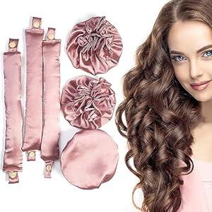 Satin Heatless Hair Curler 3Sets/6PCS, Flexi Rod for All Hair Types, No Heat Curlers to Sleep In - C-3Sets-Golden