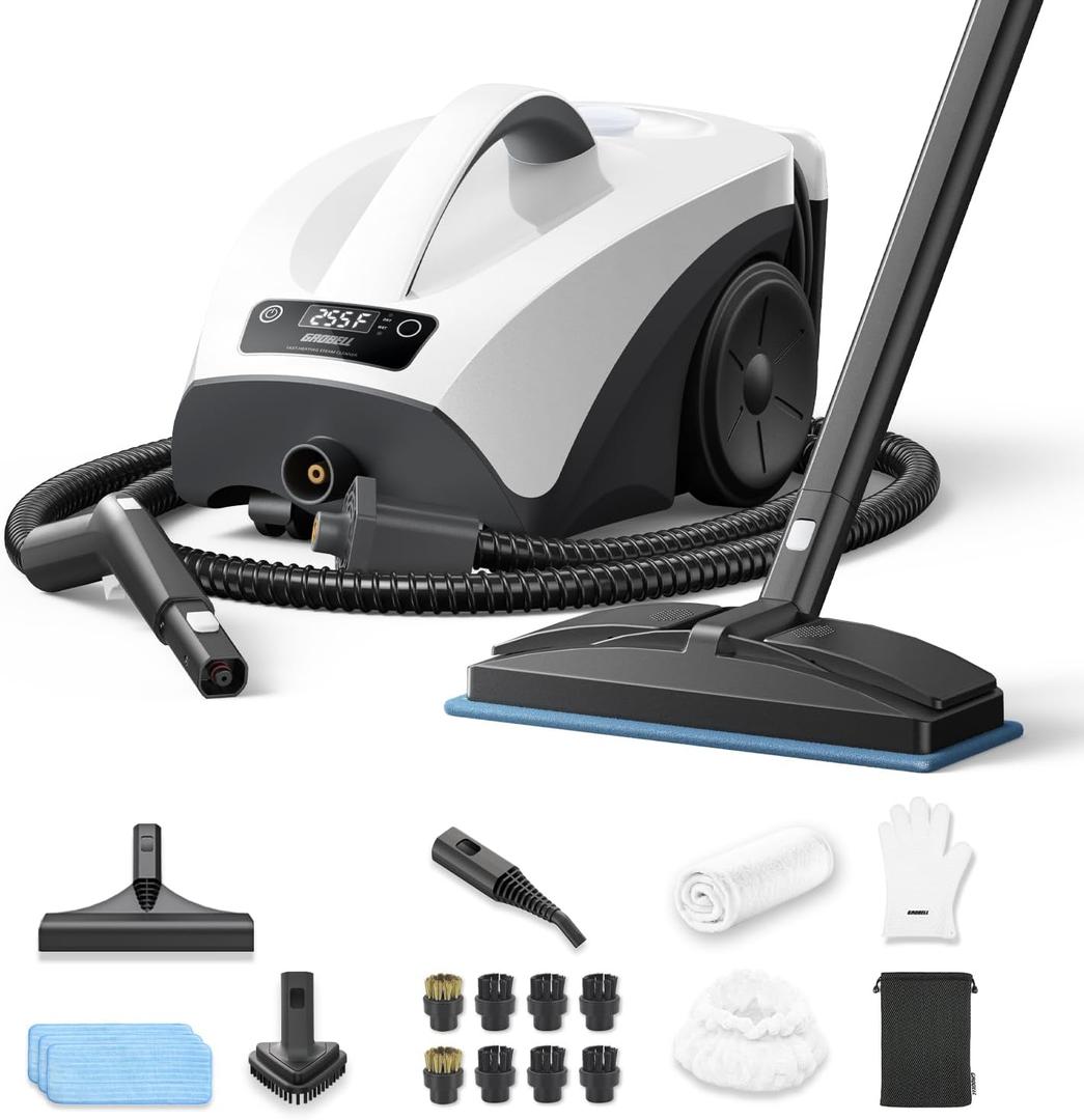 Steam Cleaner: 40s Fast Heating-0.66Gal (2.5L) Large Tank-21 PCS Kit-No Cooling-Refill Anytime-Detachable Hose Multi Portable Steamer Mop for Home Car Bed Furniture Tile Grout Floor Cleaning