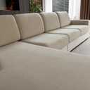 OHSIO Sectional Couch Covers, Wear Resistant Stretch Sofa Covers Washable Soft Couch Cushion Covers Anti Slip Furniture Protector Sofa Slipcovers for Pets(1 Piece Chaise Cover, Light Brown)