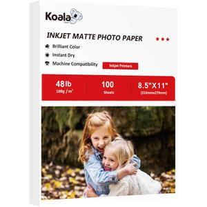 Koala Photo Paper Matte Coated 8.5X11 Inches Compatible with Inkjet Printer 48LB Presentation Paper 100 Sheets