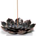 GARMOLY Large Incense Holder for Sticks Anti-Ash Spilling, Brass Lotus Incense Stick Holder and Detachable Ash Catcher