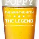 2 x Xmas Gifts for Grandpa from Granddaughter, Poppy Gifts for Grandpa, Poppy Man Myth Legend Beer Glass, Birthday Christmas Retirement Present for Grandpather from Grandson grandkids