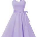 Topdress Women'sVintage Polka Audrey Dress 1950s Halter Retro Cocktail Dress (Medium, Lavender)