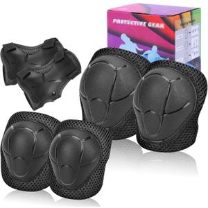 Kids Protective Gear Set SHENMOREN Knee Pads for Kids 3-10 Years Toddler Knee and Elbow Pads with Wrist Guards 3 in 1 for Skating Cycling Bike Rollerblading Scooter (Black)