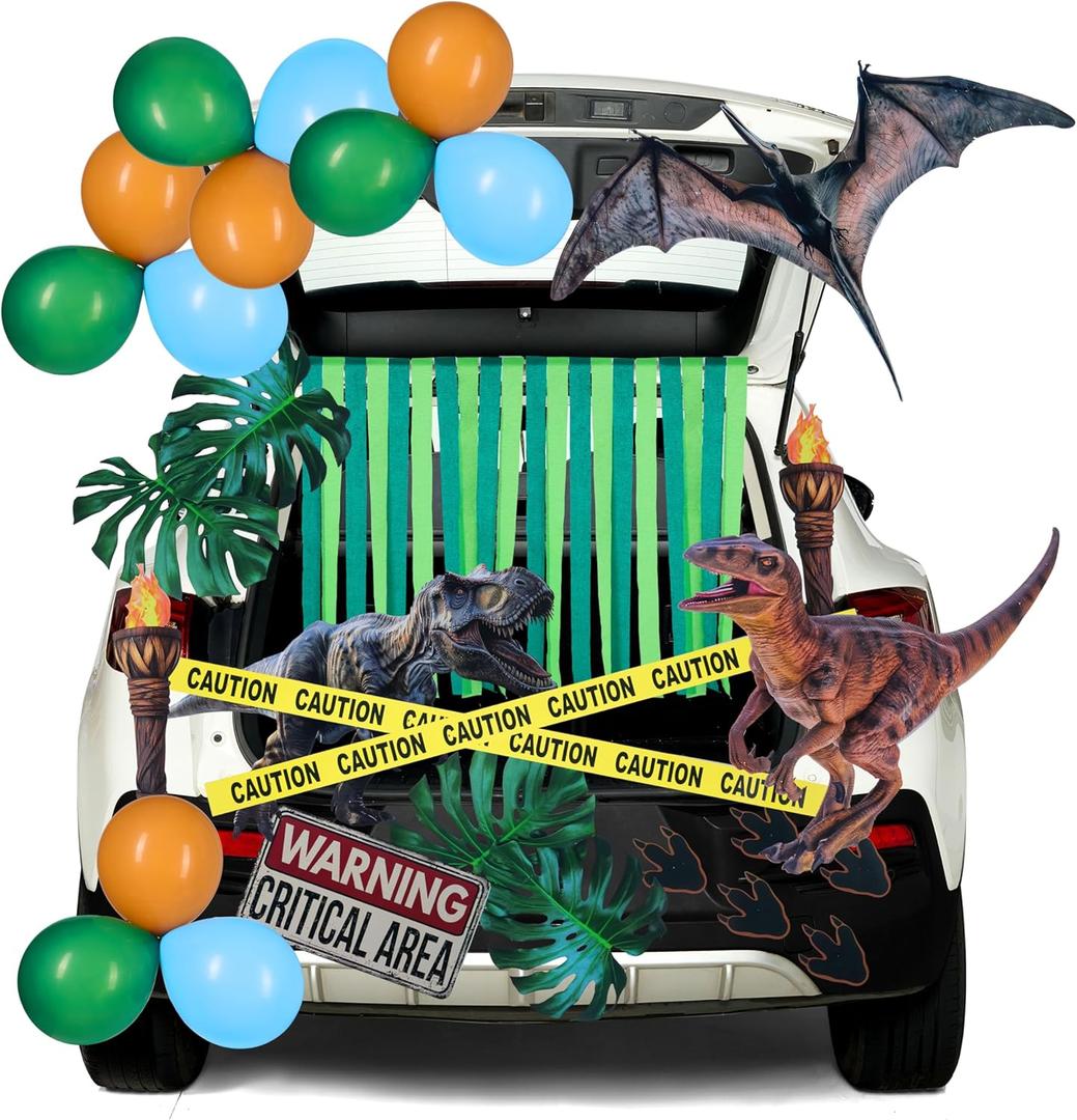 JOYIN Halloween Dinosaur Park Theme Decorations, Halloween Dinosaur Car Sticker Kit Trunk or Treat Decorations for SUV Archway Garage Door Decor