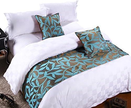 Frjjthchy Cotton Bedding Runner Beautiful Luxurious Bed End Scarf for Bedroom Hotel (Acacia Leaf, 19.69 x 70.87 in)
