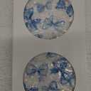 2 Pack Blue Bow Car Coasters for Drinks Absorbent, 2.5 inch Ceramic Car Cup Holder Coaster for Your Car with Fingertip Grip