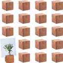 OLYCRAFT 20 Pcs Wood Place Card Holders Pine Wood Table Number Stands Saddle Brown Square Table Sign Stands for Wedding Dinner Home Party Events Decoration - 14.2g/pc (30x30x30mm-1mm slot)