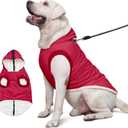 Fleece Lining Dog Hoodie with Harness Built in,Extra Warm Large Dog Jacket in Winter Doggie Coats with Hooded,Red XXL