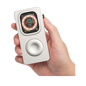 Aluminum Alloy Case for Apple Watch 49mm 44mm 45 46 42 40 41mm-Turn Your Apple Watch into a Smartphone,Retro iPod Style Metal Protective Cover with Click Wheel (Silver, 49mm- Ultra 3 2 1)