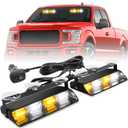 HLauto 2002L Emergency Dash Strobe Lights: Amber White Safety Lights, Flashing Warning Hazard Windshield Visor Traffic Light Bars for Trucks, Construction Vehicles (2x8.5 inch, 48LED)