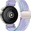 18mm Braided Bands for Garmin Venu 3S 2S/Venu 4 41mm/Vivoactive 4S/Vivomove 3S/Forerunner 265S/255S Band Women,18mm Quick Release Magnetic/Parachute Buckle Woven Fabric Nylon Sport Watch Strap Magnetic Violet