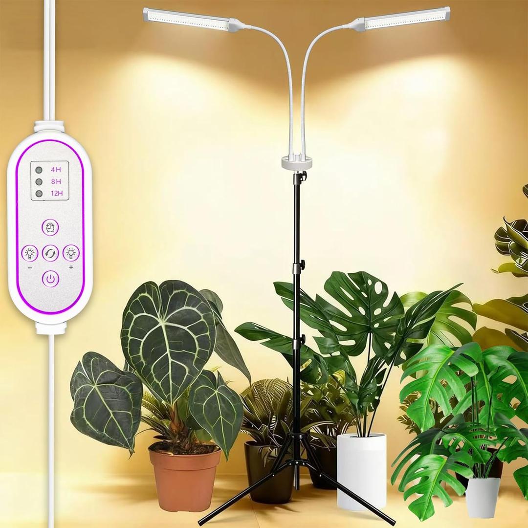 Grow Lights for Indoor Plants Full Spectrum, LED Plant Light with Stand, Adjustable Height, Plant Grow Lights with Auto 4/8/12/H Timer for Indoor Tall Plants (210 LEDs Stand)