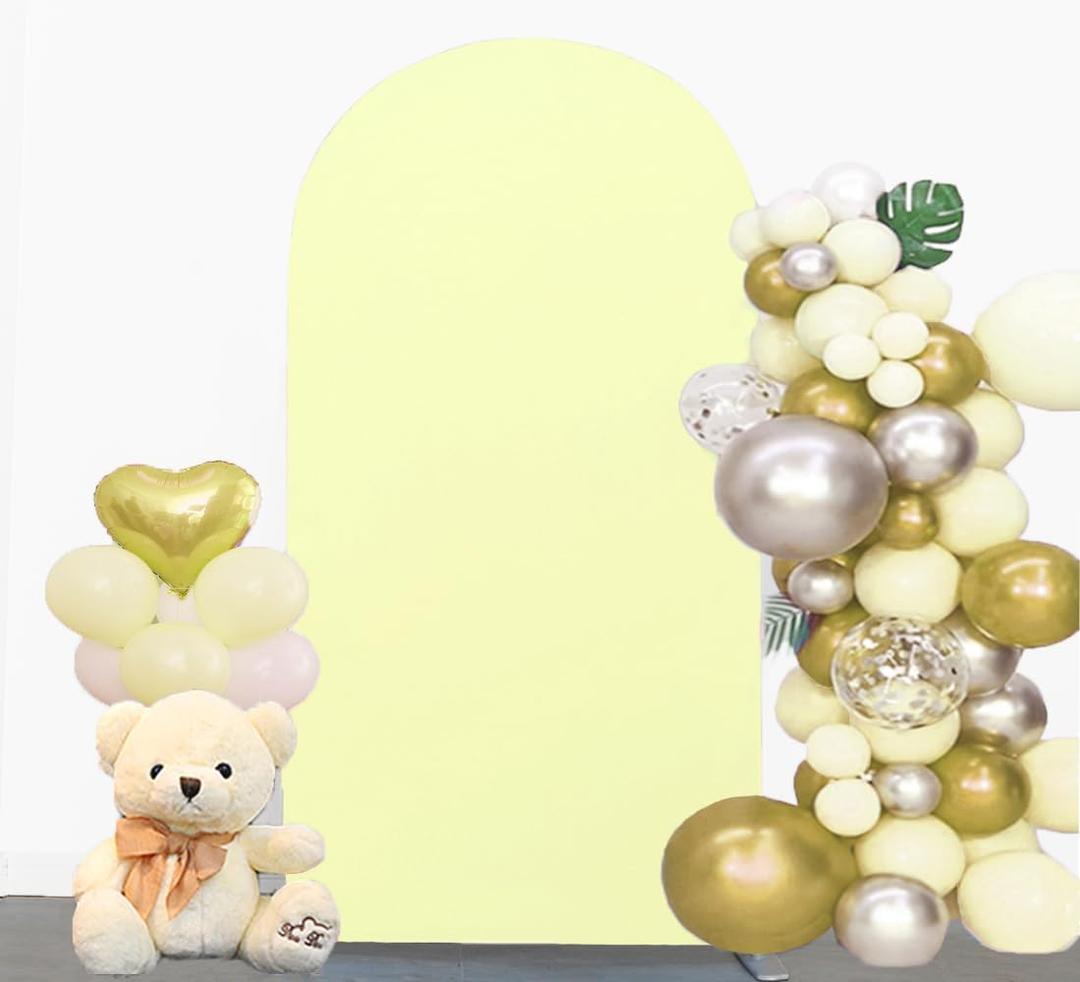 Two-Sided Yellow 7.2FT Wedding Arch Cover, Spandex Arch Backdrop Covers for Party, Yellow 7.2 FT Arch Backdrop Cover, Chiara Covers for Wedding Birthday Party Decor