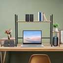 Computer Desktop Bookshelf, 2-Tier Countertop Hutch Display ShelfDesk Storage OrganizerMultipurpose Desk Organizer for Home Office Dorm (NoDrawer Brown)