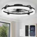 LEDIARY 24" Ceiling Fans with Lights and Remote, Modern Low Profile Ceiling Fan, 3 CCT, Stepless Dimmable, Fandelier Flush Mount Fan Light, 6 Speeds, DC Motor, App & Remote Control for Bedroom(Black)