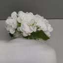 Hollyone Hydrangea Artificial Flowers with Vase White Silk Fake Flowers Arrangements in Glass Vase with Faux Water for Home Bathroom Office Table Centerpiece Shelf Decorations
