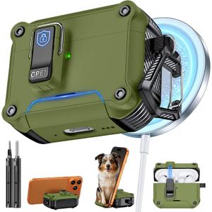 Inesore Compatible with AirPods Pro 3 Generation Case,Secure Lock & Phone Stand Design,Compatible with MagSafe,Automatic Snap Switch Secure Cover for New AirPods Pro 3rd (2025)-Dark Green