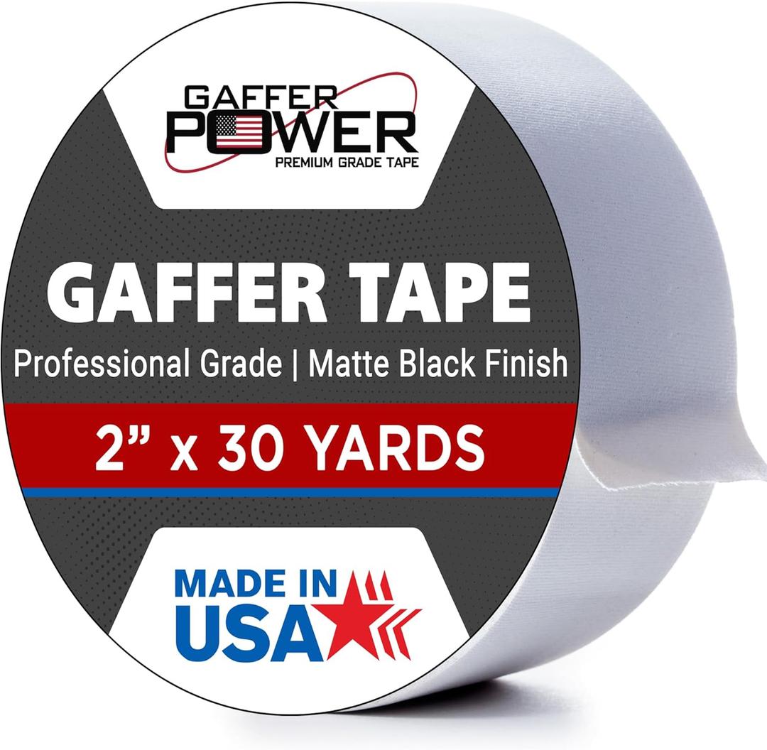 White Gaffer Tape 2 Inch x 30 Yards, Pro Grade Made in USA, Residue-Free Removal, Matte Non Reflective Cloth Tape, Writable Surface for Cable Labeling, Floor Tape for Stage & Studio