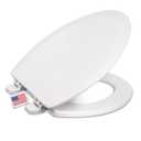 Centoco Elongated Wooden Toilet Seat, Residential, Closed Front with Cover, Made in the USA, DSAMAZ9-301, Crane White (Cotton/Bright)