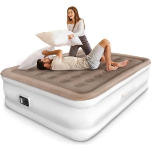 Air Mattress Queen with Built in Pump, Blow up Mattress, Inflatable Mattress, Air Bed Queen Size for Camping, Home & Guest, 3 Mins Self-Inflation/Deflation, colchon inflable Queen, 650lb Max