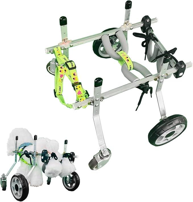 Dog Wheelchair Doggy/Cat Wheelchair for Back Legs, 4-Wheel Metal Dog Bike Trailer, Small Dog Cart Recover Dog Mobility for Front Leg Arthritis, Weak Limbs(S)