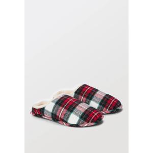 H&H Men's Plaid Slippers, Red, Size 11-12