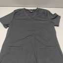 QBK Scrub Top for Women – Soft Stretch V-Neck Scrubs with 2 Inset Slip Pockets and a Curved Hemline, Easy Care (Black, M)