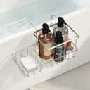 Rustproof Hanging Shower Caddy for Bathtub, Stainless Steel Shower Caddy for Tub Side, Hanging Shower Organizer Basket for Shampoo, Conditioner, Soap & Bath Accessories, Easy Install, Bronze Gold