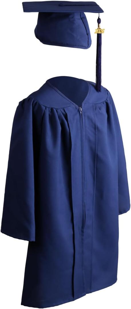 OSBO GradSeason Unisex Matte Kindergarten Graduation Gown Cap Tassel Set 2026 (Navy, 27"(3'6"-3'8"))
