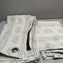 100% Boho Blackout Curtains 84 Inches Long for Bedroom, Blue on Beige Patterned Bohemian Curtains for Living Room, Geometric Striped Thermal Insulated Window Drapes Gromment Top 2 Panels