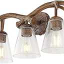 JONATHAN Y JYL6309A Wyatt 25.5" 3-Light Southwestern Bohemian Resin/Seeded Glass Faux Antler LED Vanity Light, Brown Wood Finish for Bathroom Vanity and Kitchen