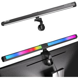 Quntis Monitor Light RGB PRO Backlight, Eye-Care Dual Light Computer Light Bar Gaming Office Desk Lamp, 15 Modes Dimmable Backlight, 3 Color Temperature Adjustable Brightness, Ra95 Screen Light Bar