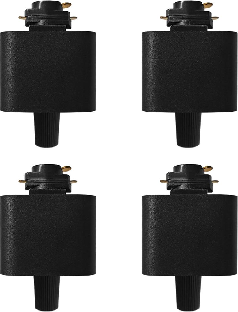 4-Pack Black H-Type 3-Wire Track Light Adapter Connector  Universal LED Track Lighting Adapter for H-Track System, Easy Plug-in Installation, Compatible with Most H-Type Track Rails.