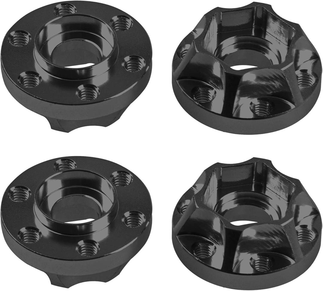 Metal RC 12mm Wheel Hex Hub Extension Combiner Compatible with 1.9/2.2inch Wheel Rim Axial SCX10 Traxxas TRX4 D90 1/10 RC Crawler (9mm, Black)